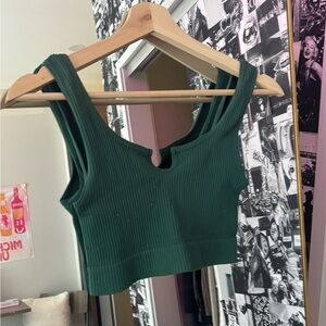 AERIE GREEN RIBBED TANK TOP